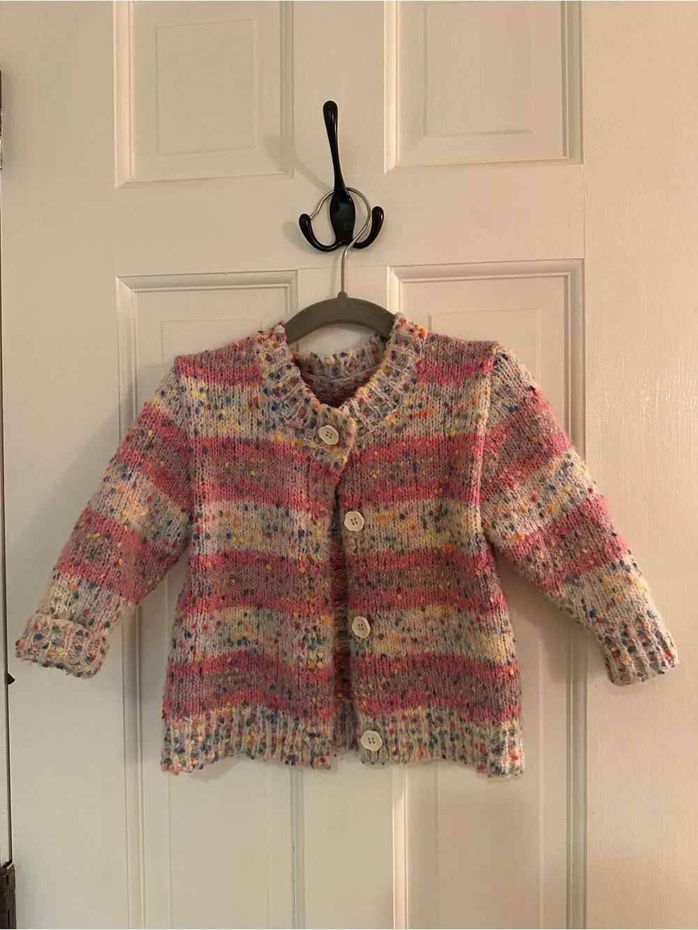 Children's Multicolor Knit Cardigan Jacket - Pink
